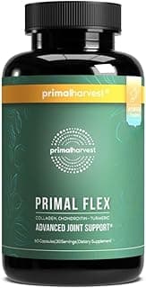 Primal Flex with Turmeric, Hyaluronic Acid, Type II Collagen and Boswellia for Joint Comfort, Flexibility and Mobility Support (60 Count (1 Pack))