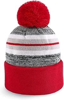 Plain Color Stripe Beanies for Men and Women Soft Acrylic Knit Cuffed Beanie Cap Winter Hat Outdoor
