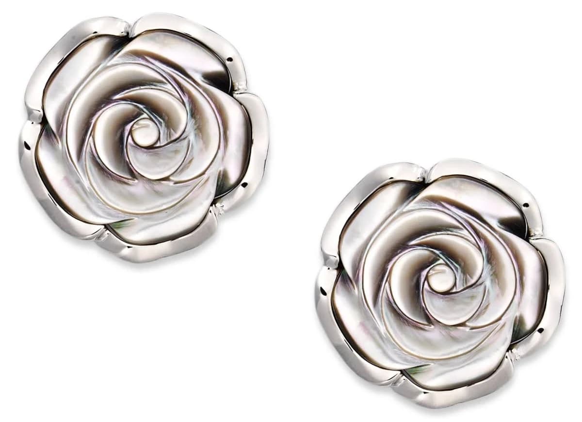 Macy's Sterling Silver Cultured Tahitian Mother of Pearl Flower Stud Earrings