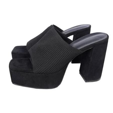Juebong Women's Chunky Platform Peep Toe Mules