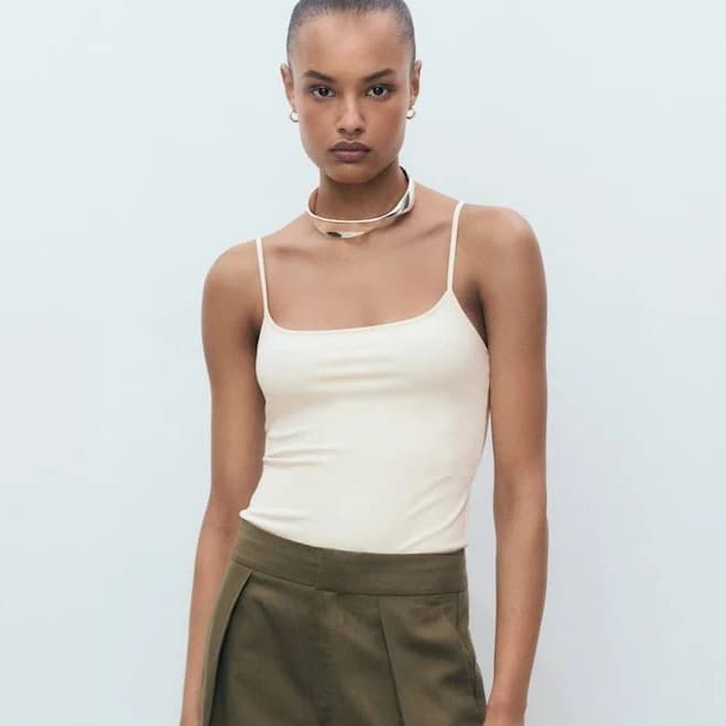 MANGO Spaghetti Strap Top