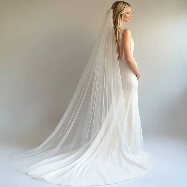 Signature Tulle Chapel & Cathedral Length Veil with Raw Edge