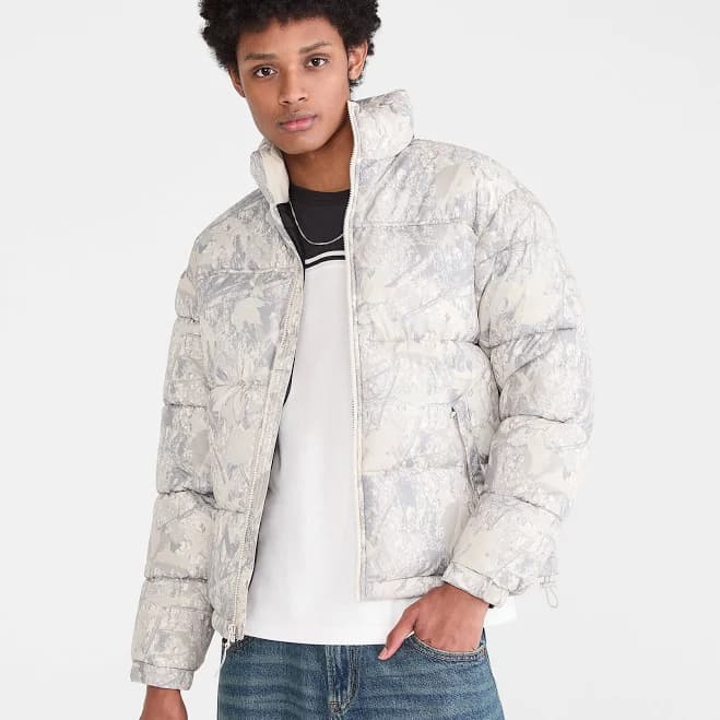Aeropostale Men's Heavyweight Mock-Neck Puffer Jacket