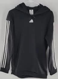 Adidas- Black White Striped Hoodie w Mesh Hood Interior-Size Small-Unisex.