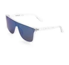 *RARE* Hurley Unisex Polarized SHIELD Sunglasses CLEAR Frames Blue Lenses