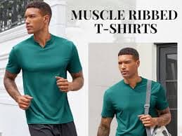 Amazon.com: Runcati Mens Muscle T Shirt Ribbed V Neck Short Sleeve Tops Slim Fit Workout Slim Fit Casual Stretch Tee Shirts Black : Clothing, Shoes & Jewelry