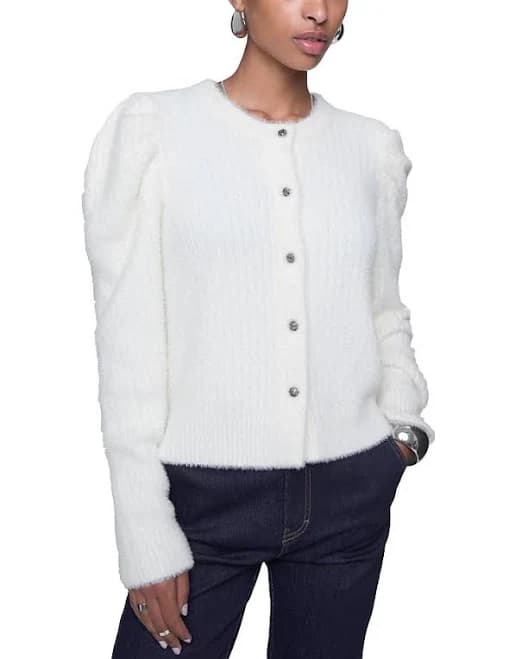 Rebecca Minkoff Fuzzy Janine Women Cardigan - Natural