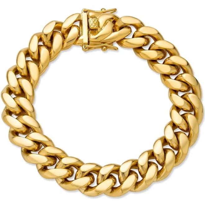 Miami Cuban Link Bracelet in 18K Yellow Gold Plated Stainless Steel