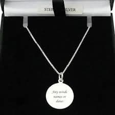 Sterling Silver Engraved Round Disc Pendant Necklace