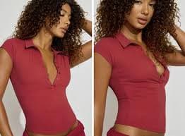 Sleek Short Sleeve Polo Top Pink | Garage