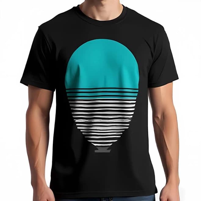 Men's Black T-shirt With And White Graphic Circle Design