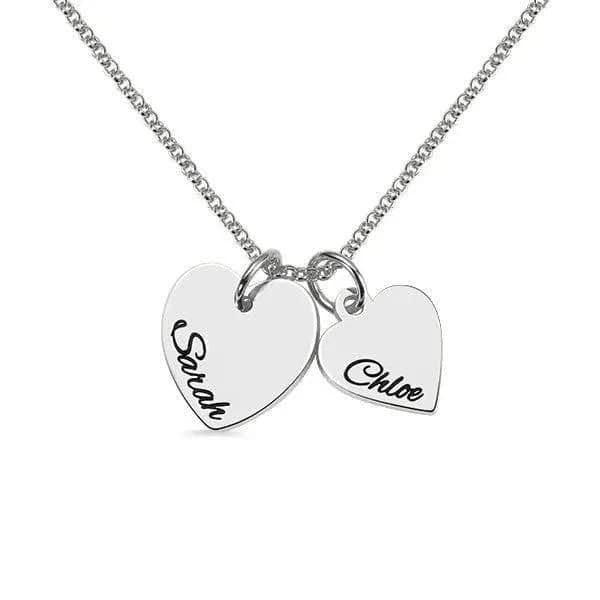 Sterling Silver Double Hearts Charm Necklace