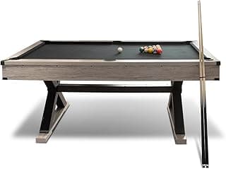 7FT Pool Table for Home, Professional Style Billiard Table Set with Accessories, X-Shaped Legs & Rustic Grey Finish, 84" L x 46.5" W x 32.7" H