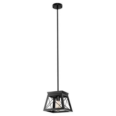 DORESshop 1-Light Matte Black Geometric Metal Cage Pendant