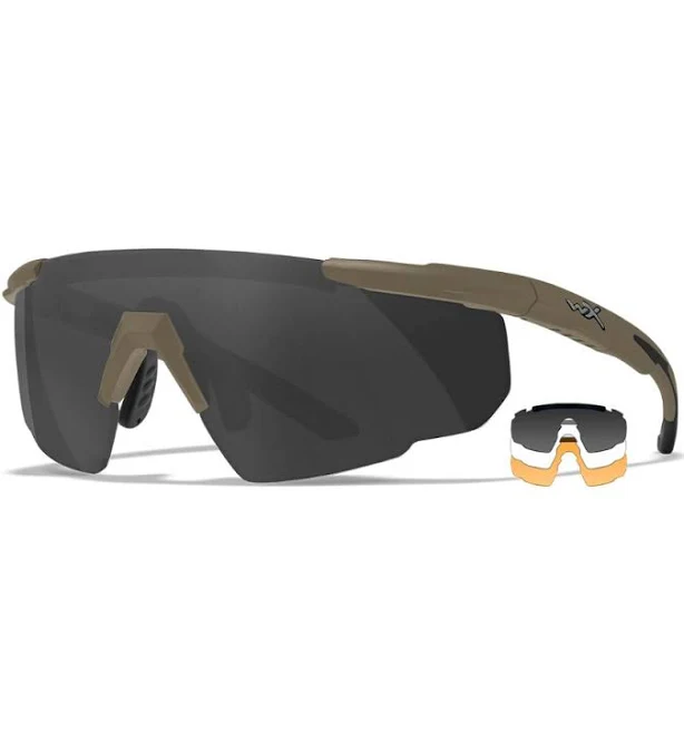 Wiley X Saber Advanced | Eye Protection Matte Tan / Clear Smoke Grey Light Rust / No Prescription Inserts