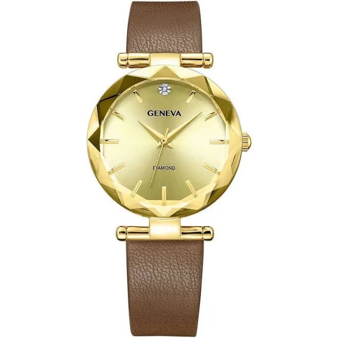 Geneva Ladies Genuine Diamond Bezel Watch
