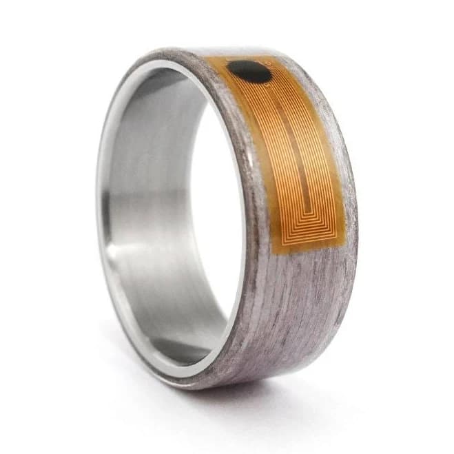 NFC Smart Ring with Wood Band