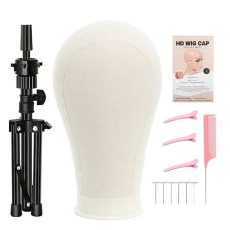 Ryhair 23 Inches Canvas Mannequin Head with Tripod Stand