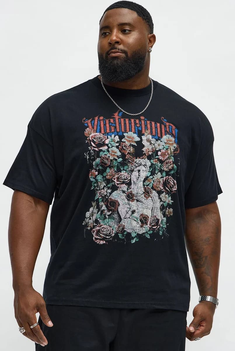 Fashion Nova Men's Victorious Flowers Oversized Tee Shirt