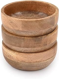 Samhita Mango Wood Round bowl Perfect for Nuts, Candy, Appetizer, Snacks, Olive and Salsa. Looks Absolutely Beautiful With Your Kitchen Setting. (5" x 5" x 2")