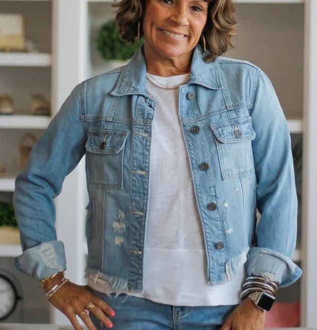 Jean Jacket with Frayed Bottom