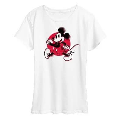 Disney Women's Mickey & Friends Retro Style Glitch Graphic T-Shirt