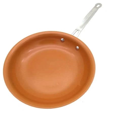 12 Inch Non-Stick Copper Frying Pan with Ceramic Coating - Induction Oven Safe Skillet for Searing, Frying - Aluminum Body, Double Bottom, Universal