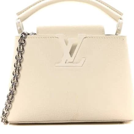 LOUIS VUITTON Taurillon Mini Capucines Monochrome White