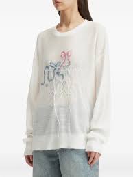 b+ab Embroidered ribbon-detail Sweater | White | FARFETCH MY