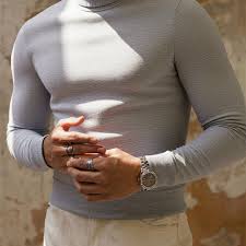 mens fit solid black warm knitted pullover high neck - Temu Mauritius