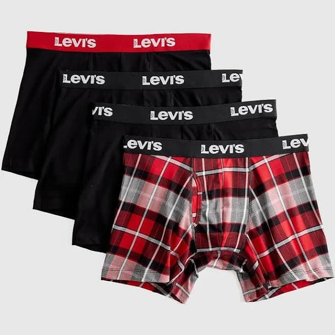 Levi's Men's Plaid Boxer Briefs (4-Pack)