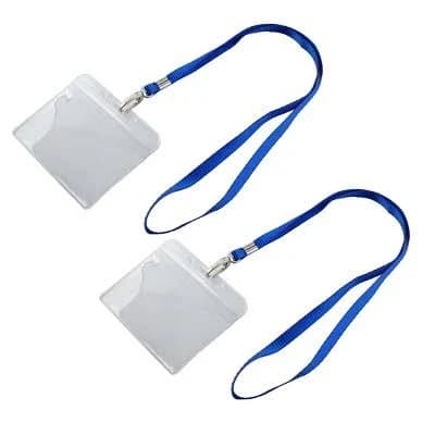 2 Pcs Horizontal Plastic ID Card Badge Holder