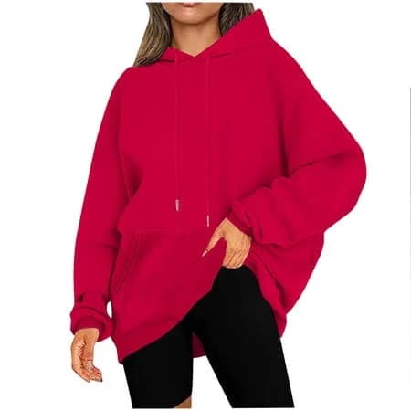 AKOEE Womens Oversized Hoodies with Front Pocket Cotton Fleece Lined Winter Fall Casual Pullover Top Hooded Sweatshirt