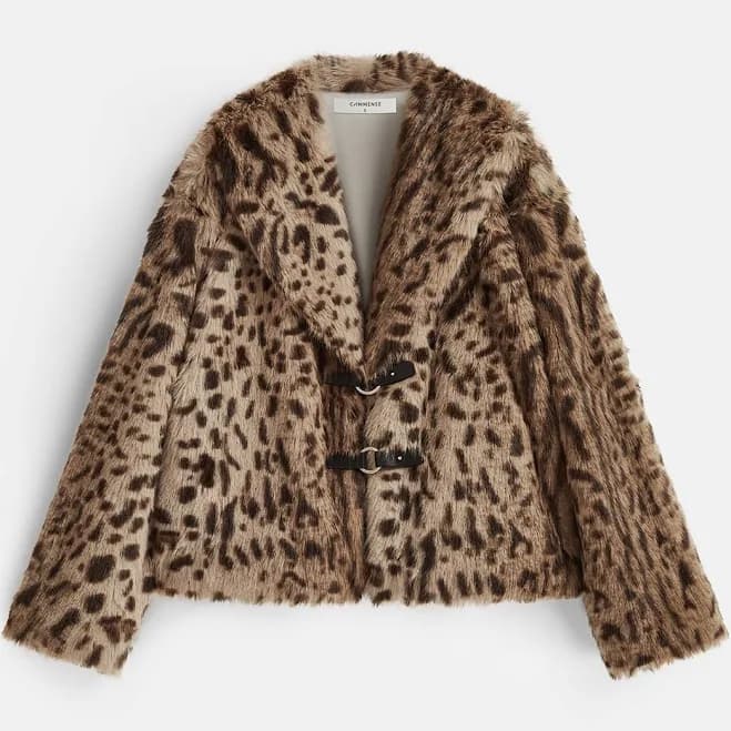 Faux Fur Leopard Print Coat