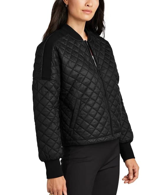 Custom Embroidered Mercer Mettle Women s Boxy Quilted Jacket, Size: M | Deepblack | 24Hourwristbands