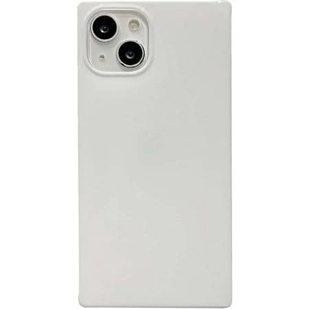 White iPhone 14 Pro Case,Luxury Glossy Milk Color Sleek Pure Plain Enhanced Edges Strong Protective Soft Silicone Slim Back Phone Cover for iPhone