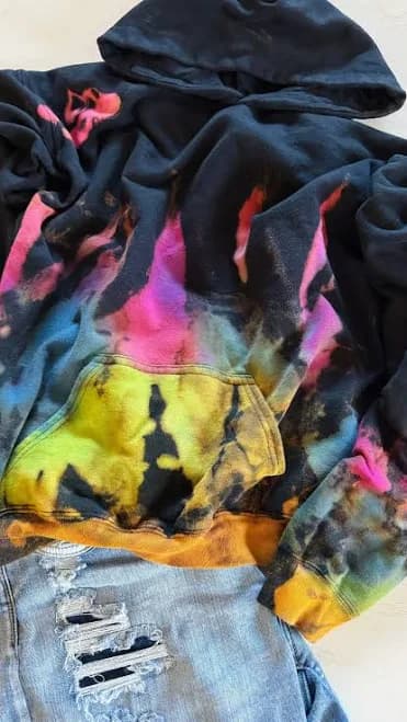 Handmade Rainbow Reverse Tie Dye Hoodie