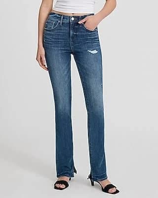Express Women's Mid Rise Distressed Skyscraper Jeans