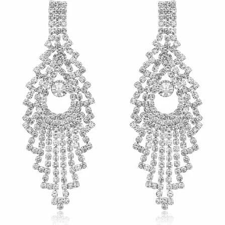 Ettika Chandelier Crystal & Silver Plated Earrings
