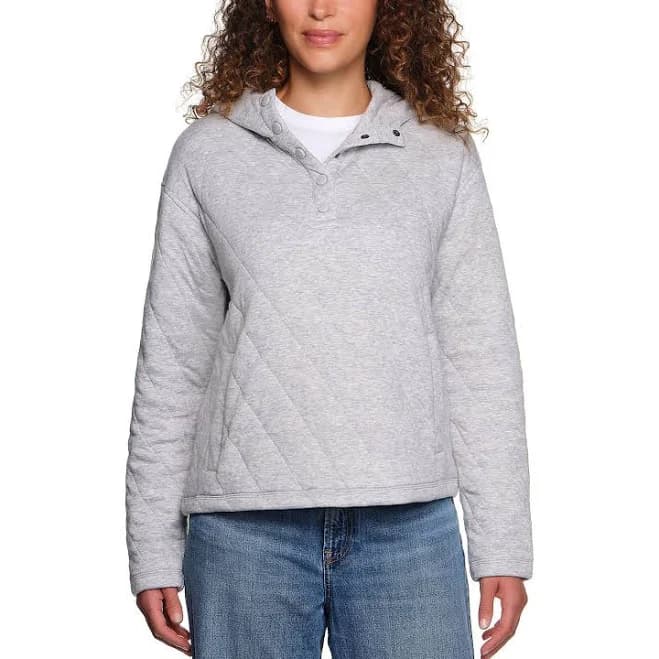 Lands' End Women's Relaxed Fit Quilted Pullover Hoodie