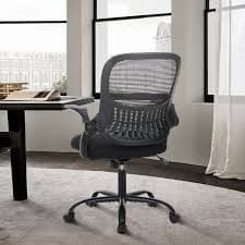 Ergonomic Office Chair, Adjustable Height, Flip-Up Arms, Rolling Swivel, Lumbar Support, Black - Walmart.com