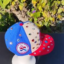 Mitchell & Ness Blue and Red Embellished Hat