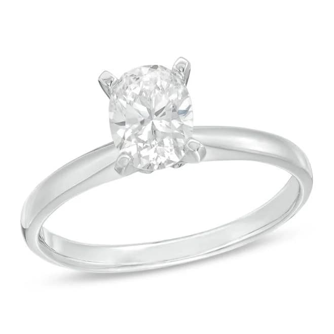 1 ct Oval Diamond Solitaire Ring in 14K White Gold