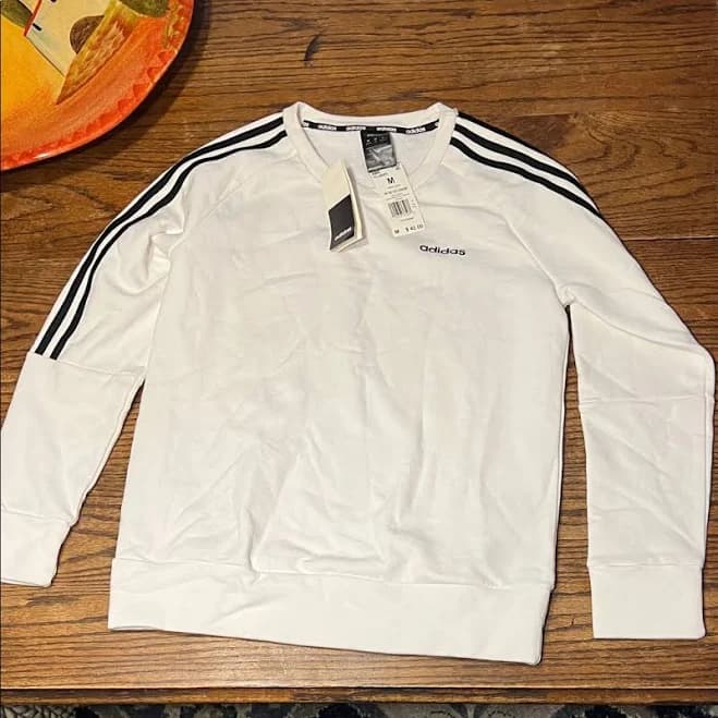 Adidas Tops Adidas White Crewneck With Black Accents