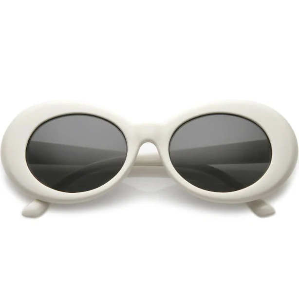 Retro 1990s Fashion Oval Clout Goggle Sunglasses