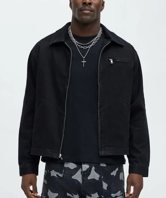 Fashion Nova Men's Distressed Denim Jacket