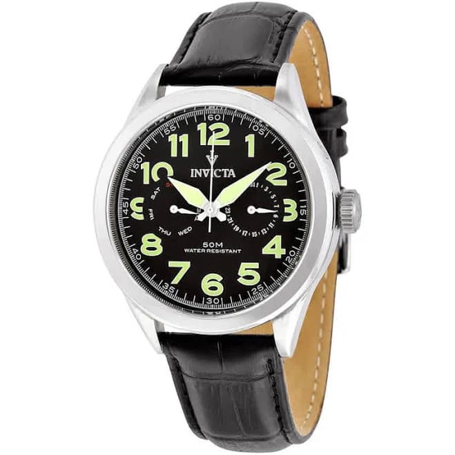 Invicta Men's 11741 Vintage Quartz 3 Hand Black Dial Watch