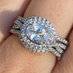 Vintage Deco Oval Diamond Simulant Twist Split Band Engagement Ring Set