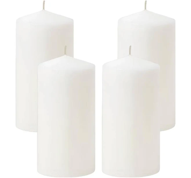 White Pillar Candles 4-Pack, 5.9" x 2.36", White Pillar Candles Set,unscented Candles Candles Set,White Candles Pillar,Suitable for Wedding