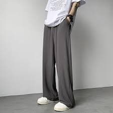 Amazon.com: CJQJPNZ Summer Pleated Japanese Streetwear Hip-Hop Loose Straight Pants for Men Ice Silk Trousers Black XS : Clothing, Shoes & Jewelry